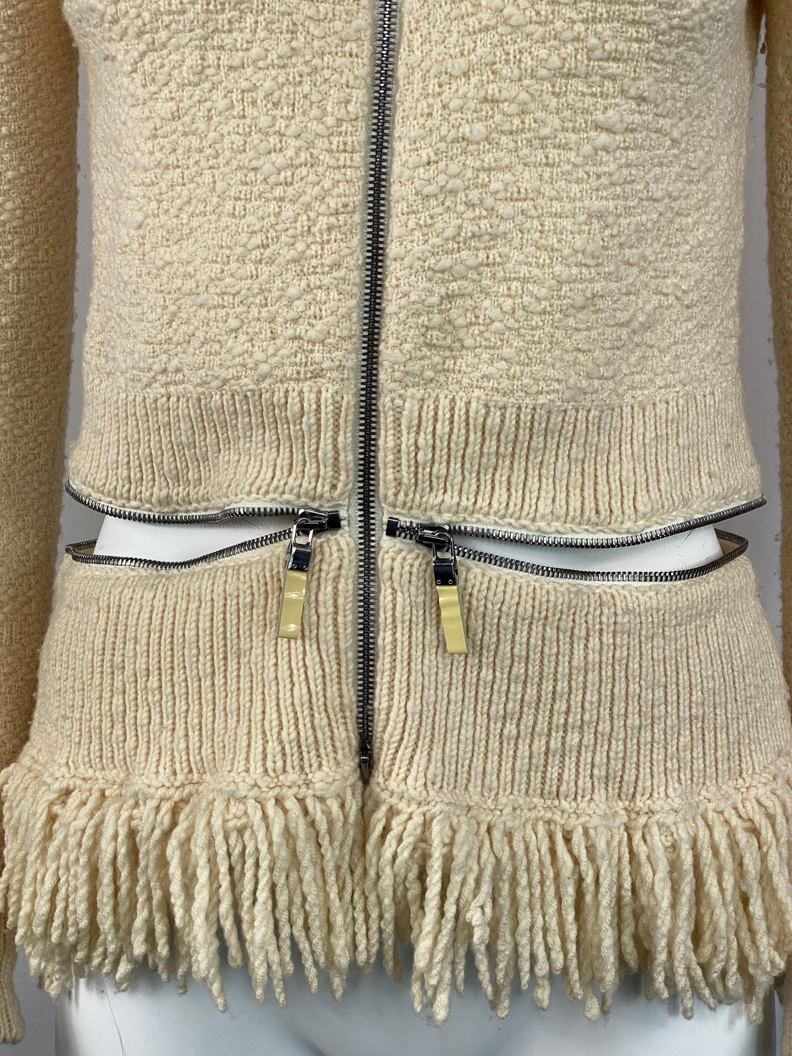 Alexander McQueen Ivory/ Cream Sweater Cardigan Top, Size Large - 14