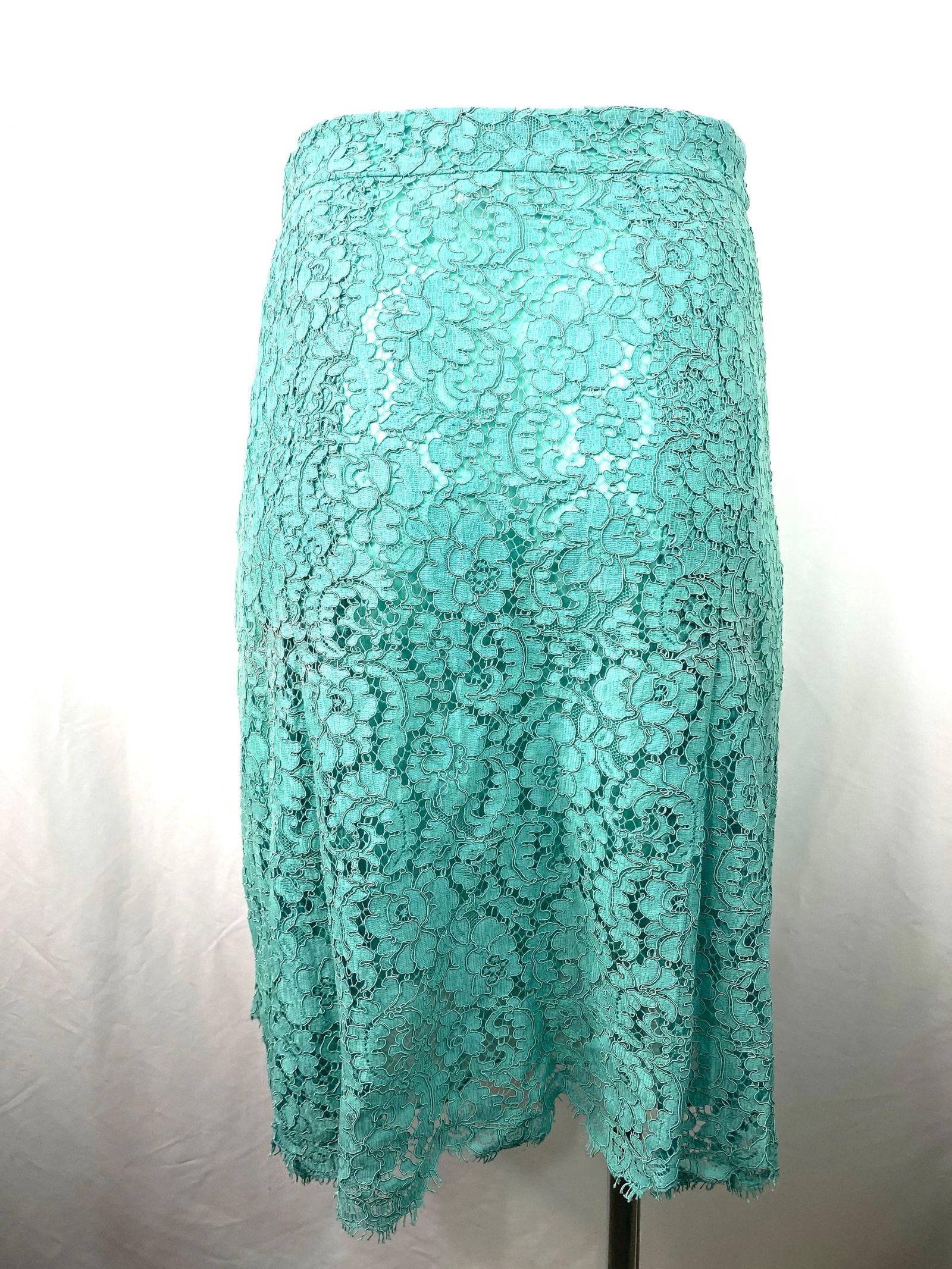 Chanel Turquoise Floral Lace Top and Skirt Set Size 40 - 3