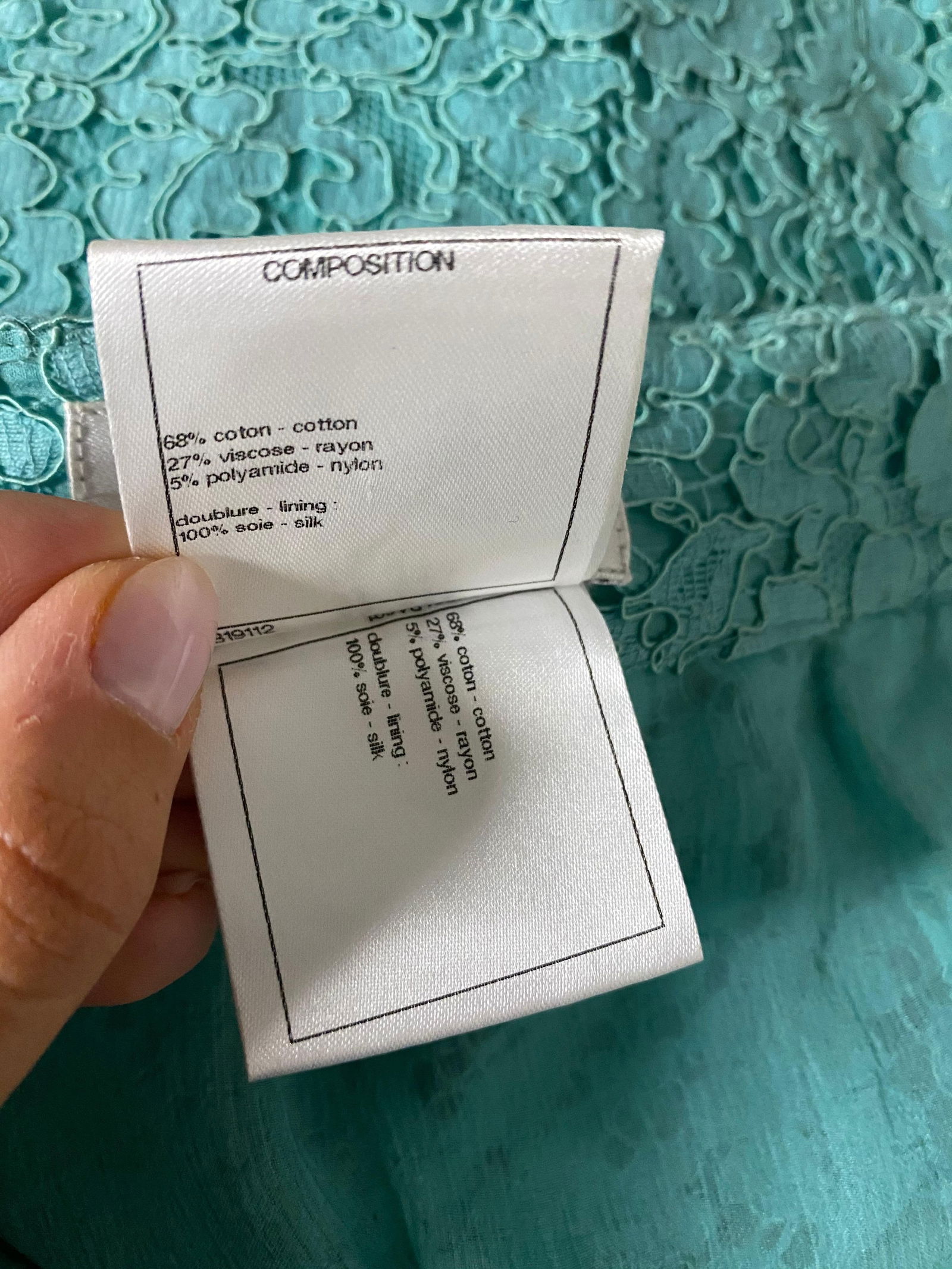 Chanel Turquoise Floral Lace Top and Skirt Set Size 40 - 6