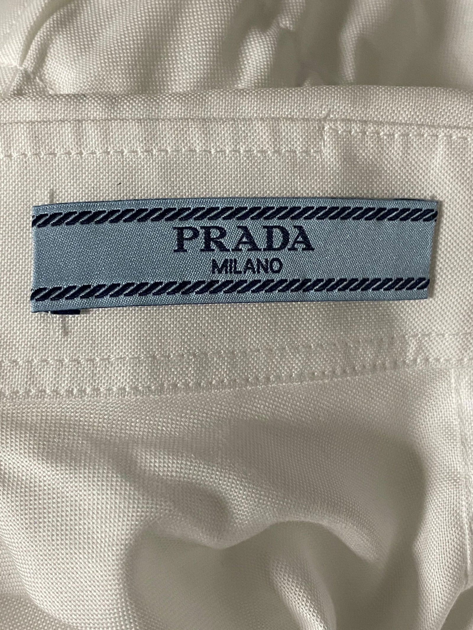 PRADA White Cotton Button Down Shirt Blouse, Size 40 - 14
