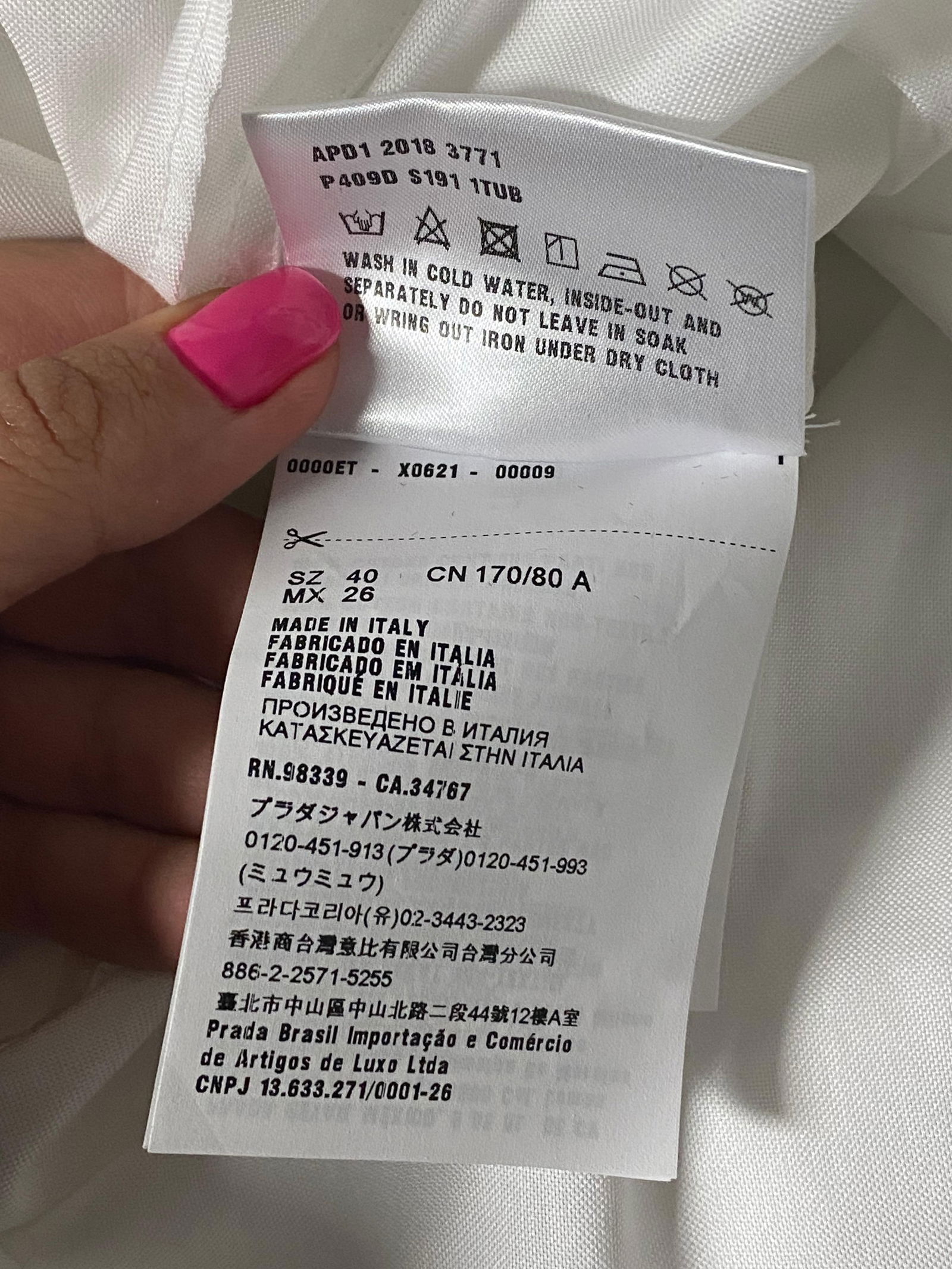 PRADA White Cotton Button Down Shirt Blouse, Size 40 - 16