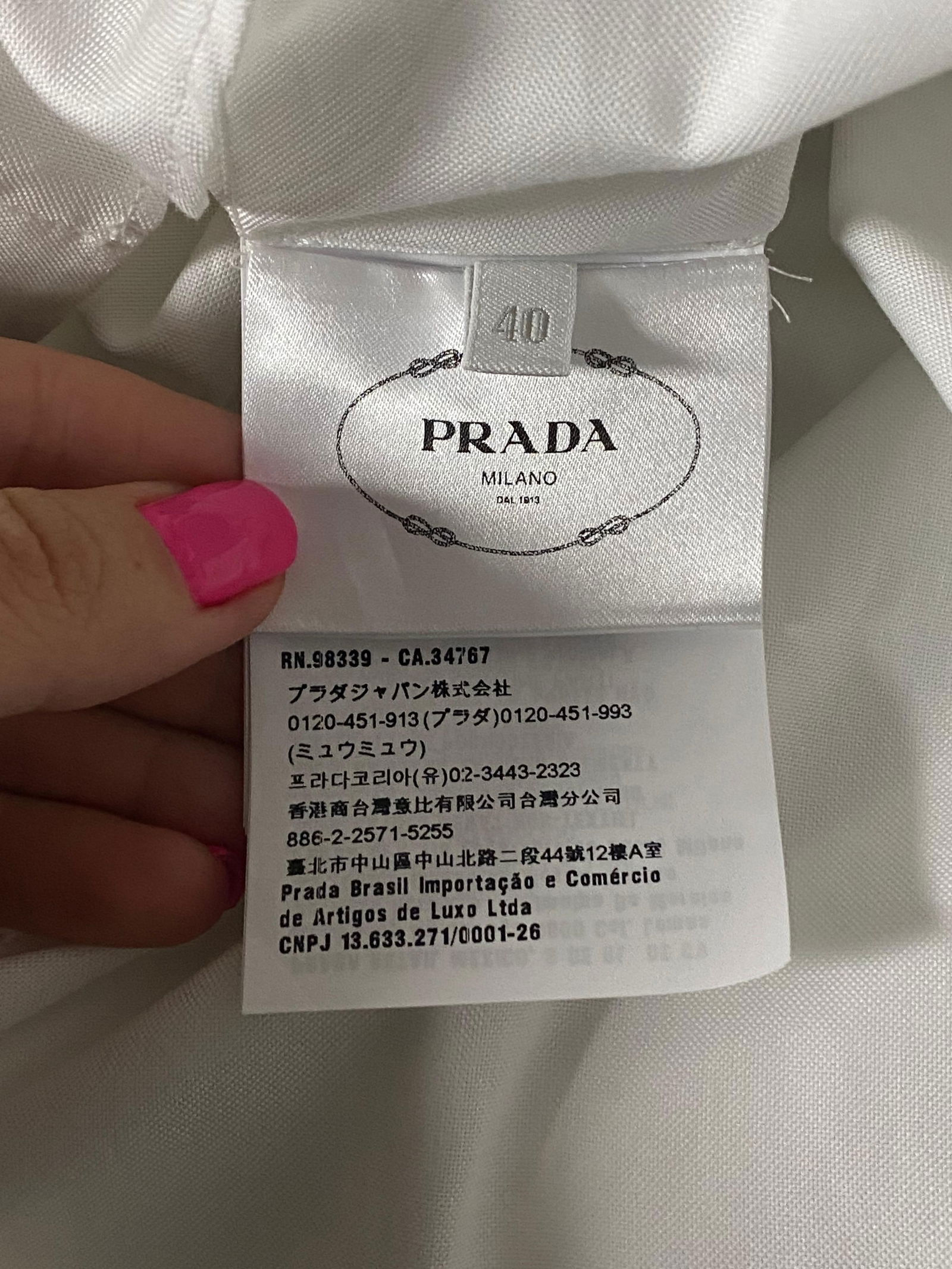PRADA White Cotton Button Down Shirt Blouse, Size 40 - 4