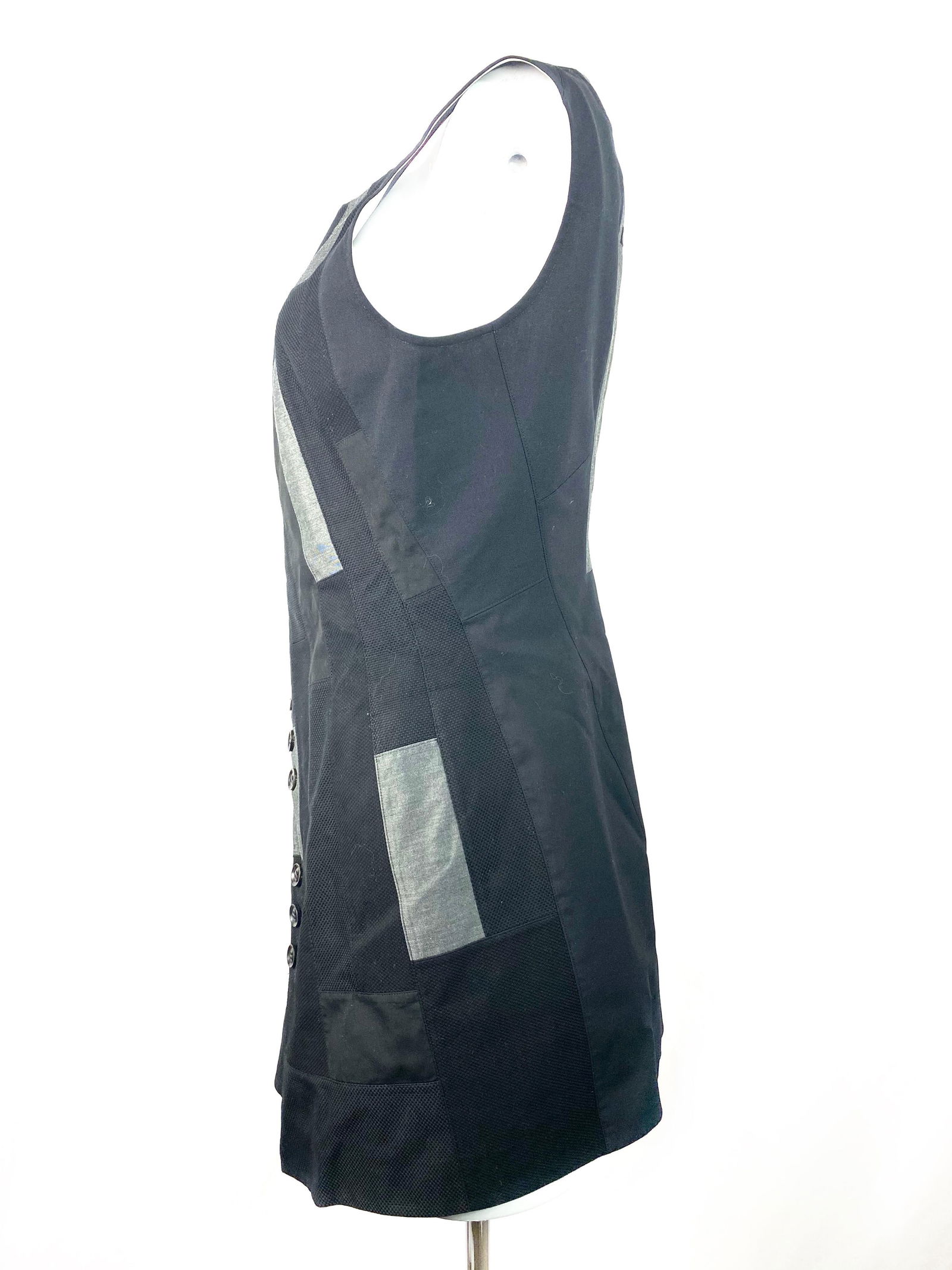 Shiro Sakai Black Sleeveless Button Down Mini Dress Size L - 13
