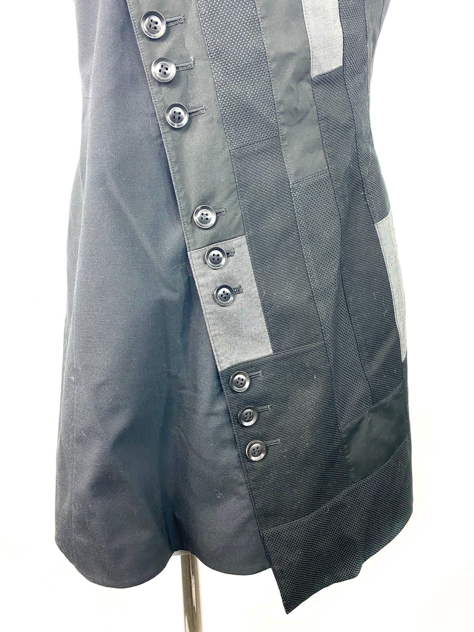 Shiro Sakai Black Sleeveless Button Down Mini Dress Size L - 9