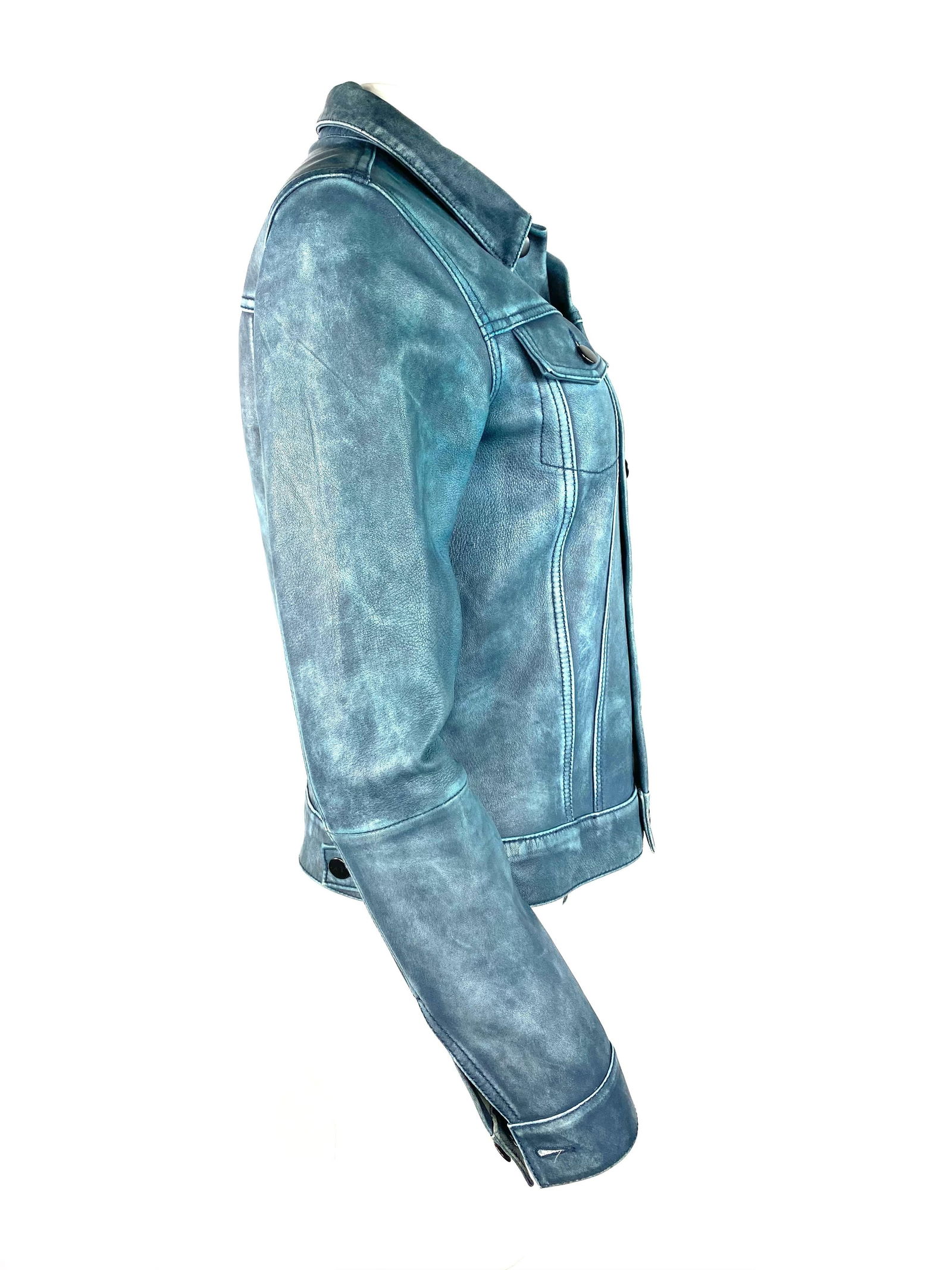 Derek Lam 10 Crosby Blue Leather Jacket, Size 4 - 16