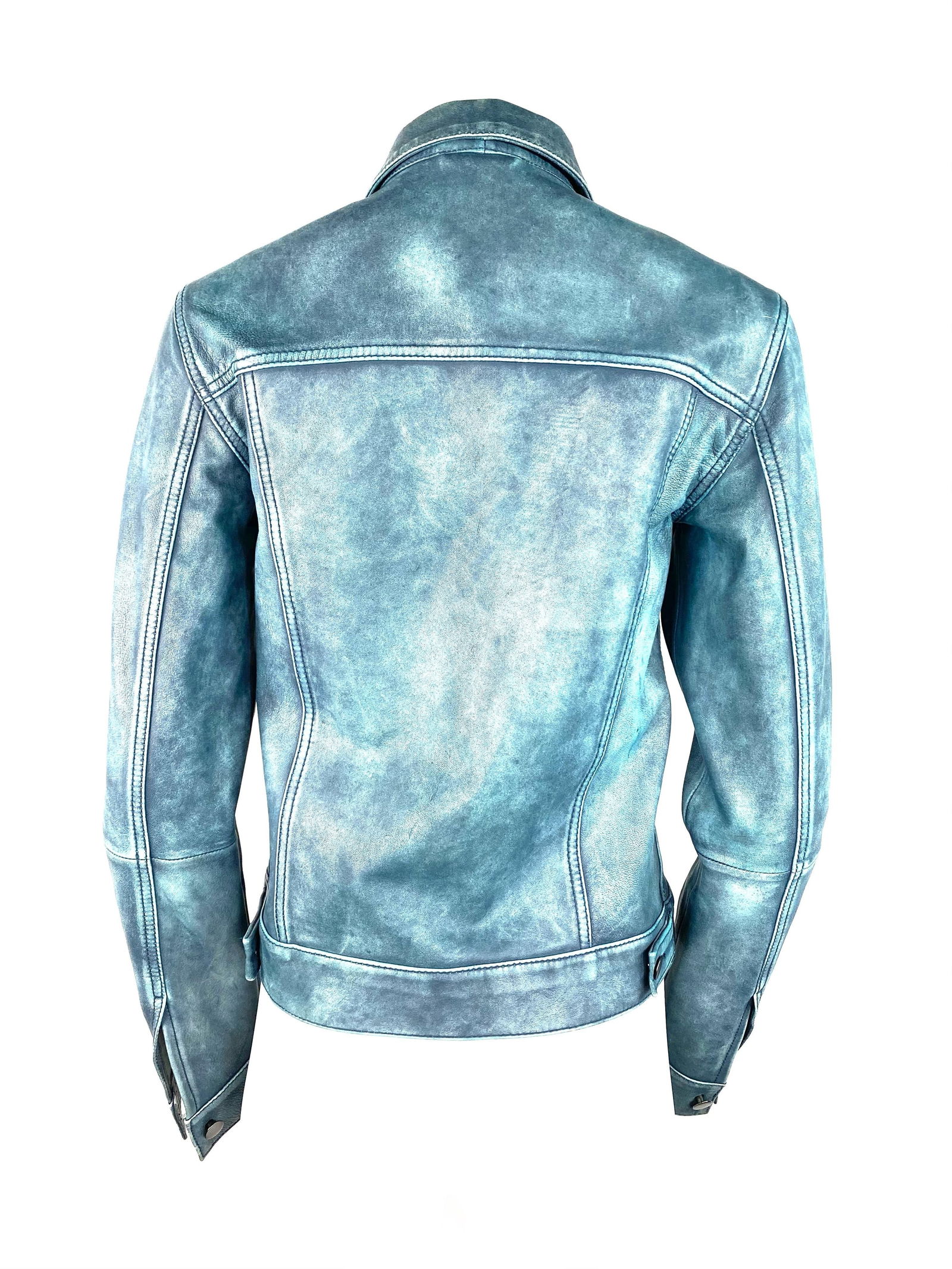Derek Lam 10 Crosby Blue Leather Jacket, Size 4 - 17