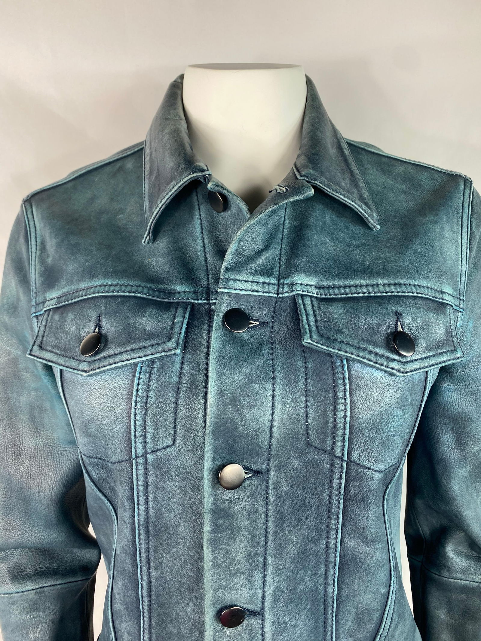 Derek Lam 10 Crosby Blue Leather Jacket, Size 4 - 8