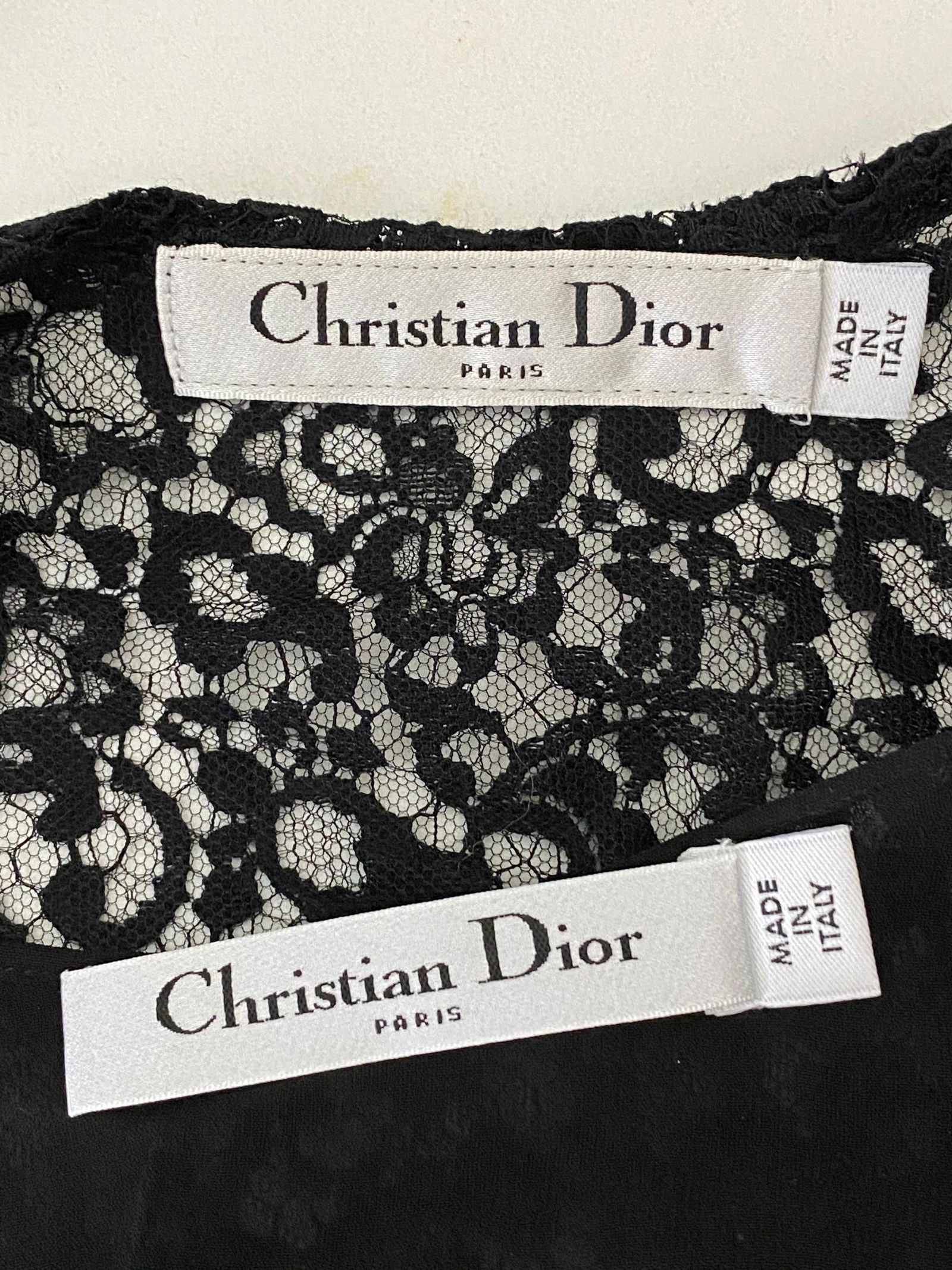 Christian Dior Paris Black Silk Floral Lace Top Tunic - 15