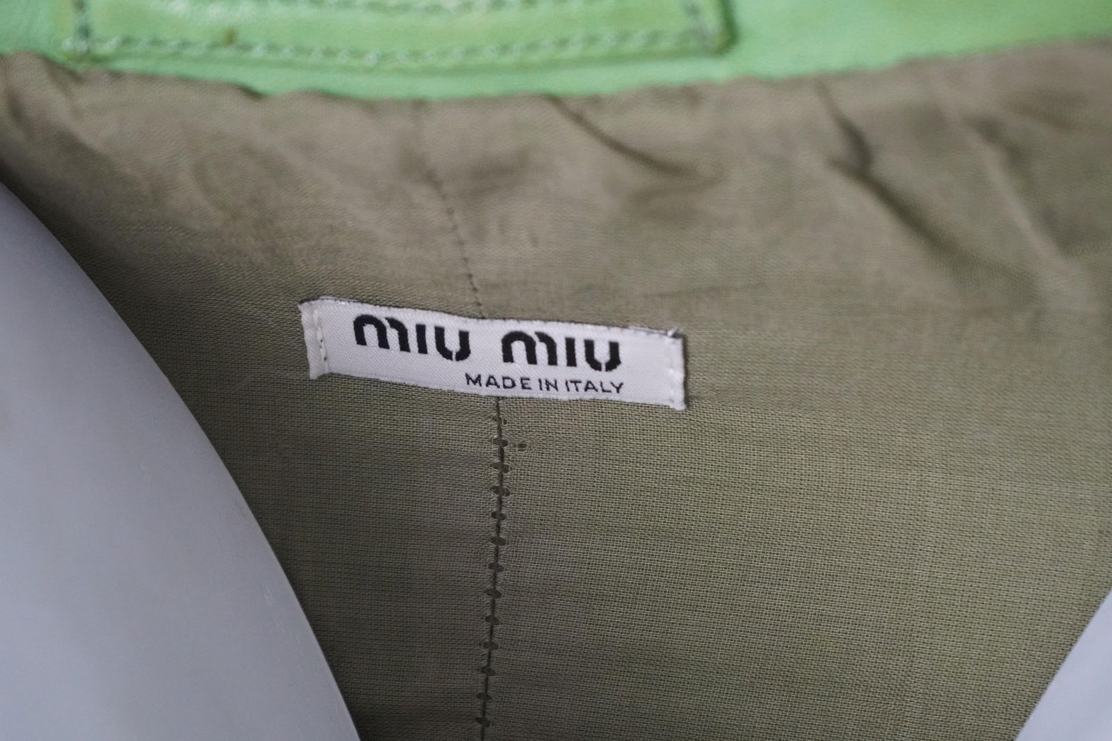 MIU MIU Green Leather Buttoned Jacket - 5