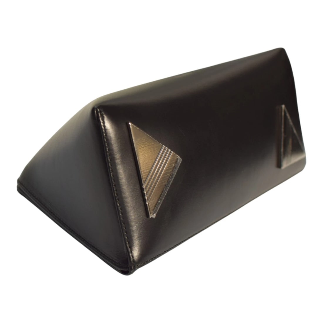 The Attico 8.30PM Black Triangle Clutch Bag Structured Leather Geometric Design - 10