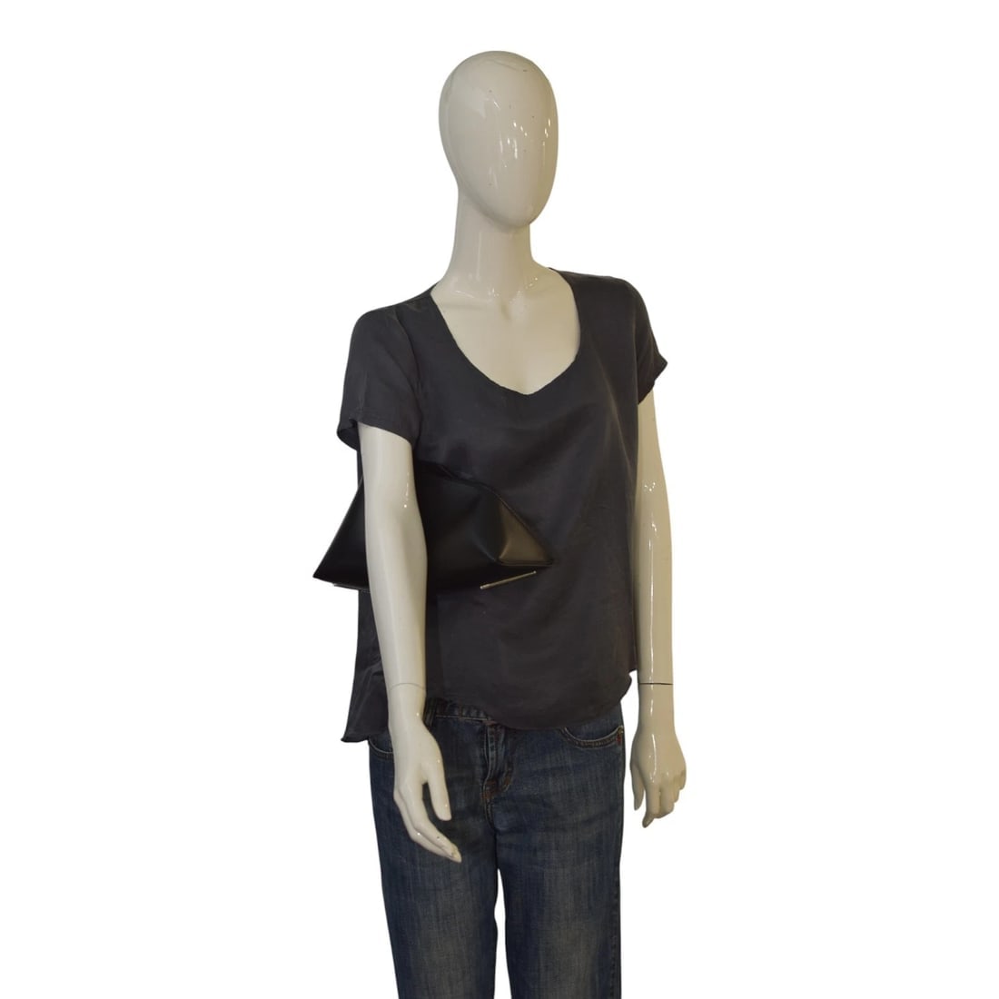 The Attico 8.30PM Black Triangle Clutch Bag Structured Leather Geometric Design - 15