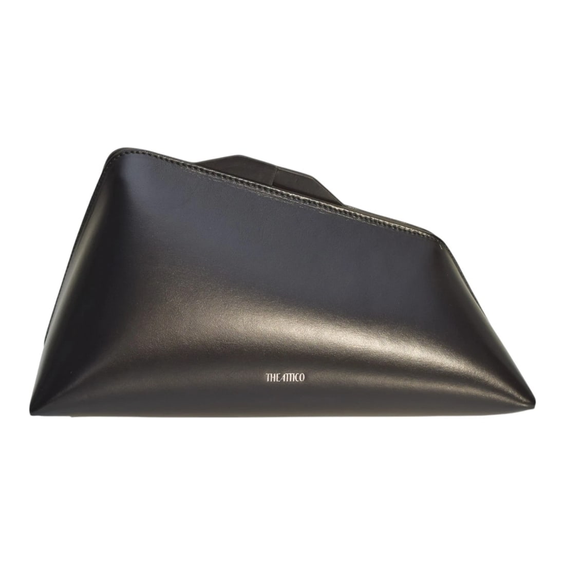The Attico 8.30PM Black Triangle Clutch Bag Structured Leather Geometric Design: Title:The Attico 8.30PM Black Triangle Clutch Bag Structured Leather Geometric DesignDescription:The Attico 8.30PM Black Triangle Clutch Bag Structured Leather Geometric Design Add a touch of
