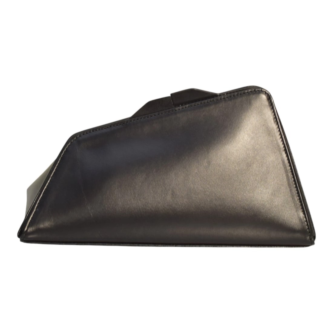 The Attico 8.30PM Black Triangle Clutch Bag Structured Leather Geometric Design - 2