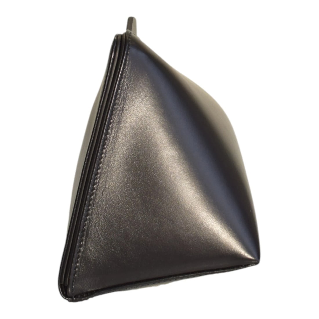 The Attico 8.30PM Black Triangle Clutch Bag Structured Leather Geometric Design - 3