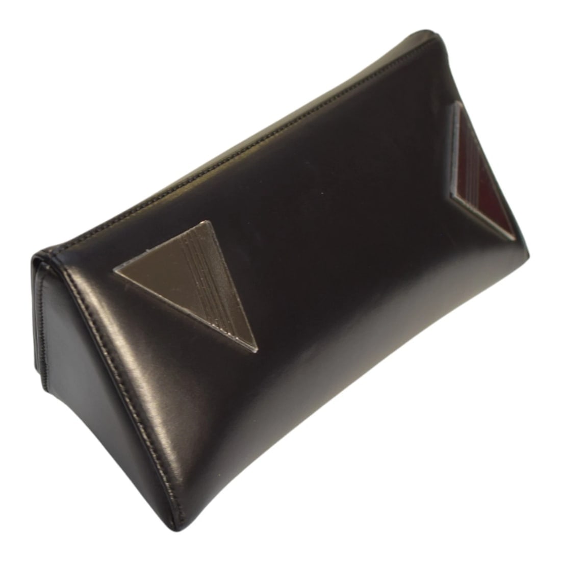 The Attico 8.30PM Black Triangle Clutch Bag Structured Leather Geometric Design - 7