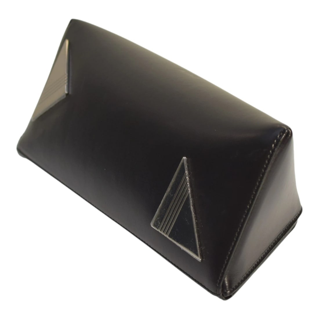 The Attico 8.30PM Black Triangle Clutch Bag Structured Leather Geometric Design - 9