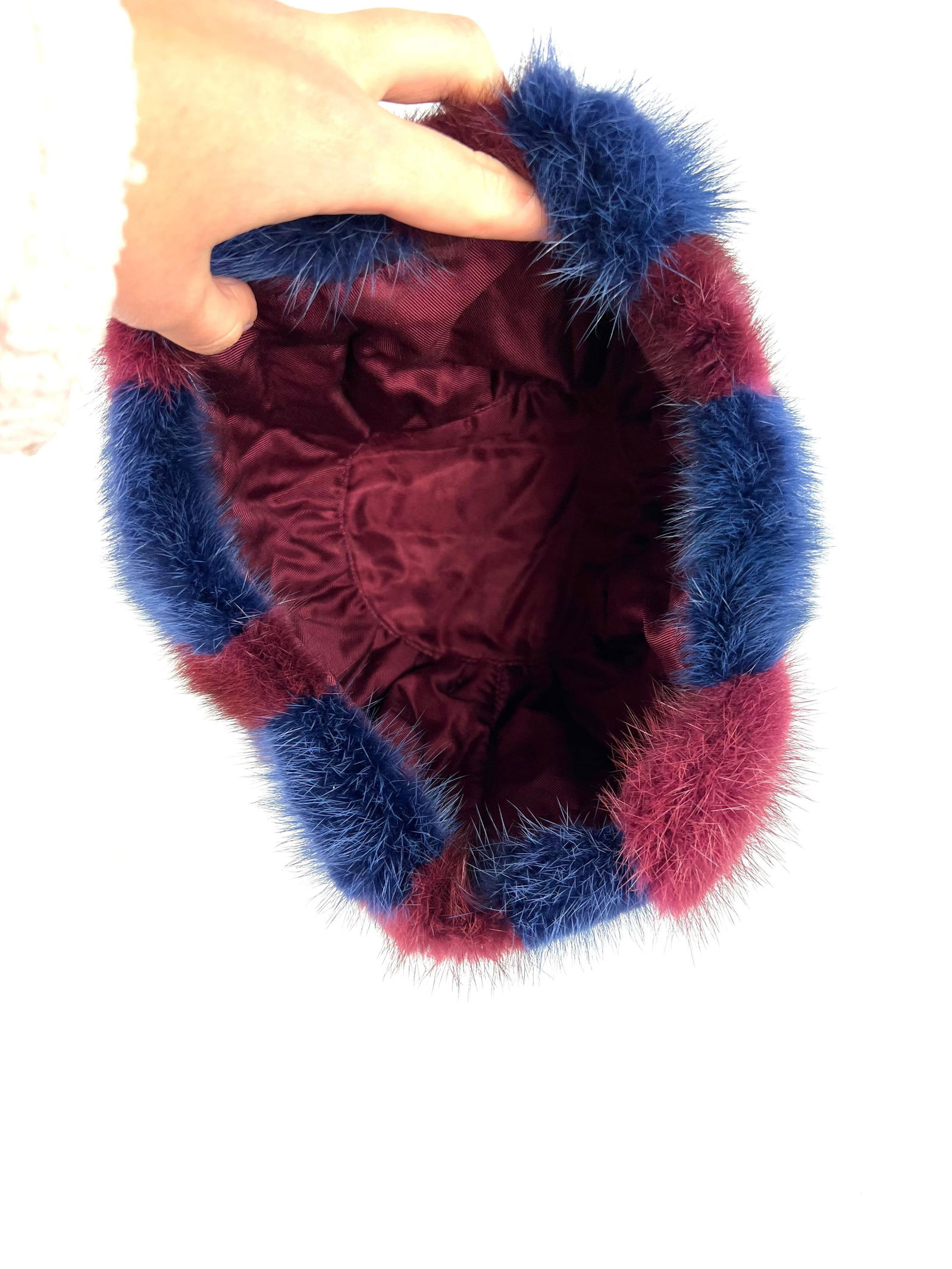 Mink Red and Navy Hat and Scarf Set - 13