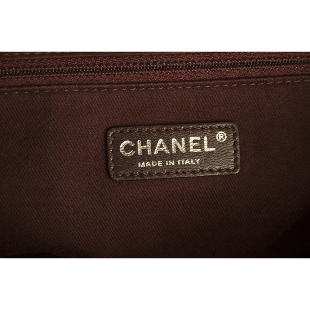 CHANEL Glazed calfskin large flap front pocket tote beige bag gunmetal hardware - 7