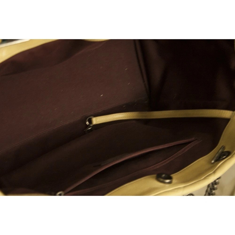 CHANEL Glazed calfskin large flap front pocket tote beige bag gunmetal hardware - 8