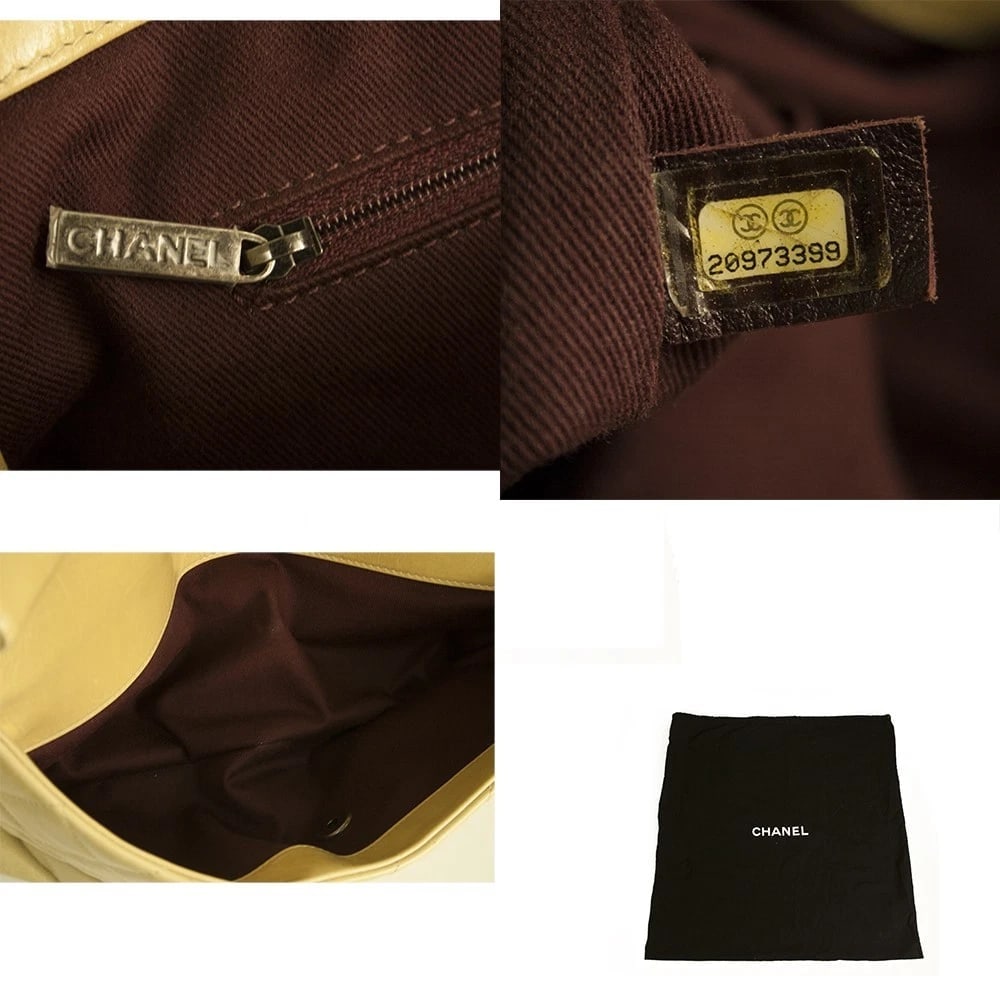 CHANEL Glazed calfskin large flap front pocket tote beige bag gunmetal hardware - 9