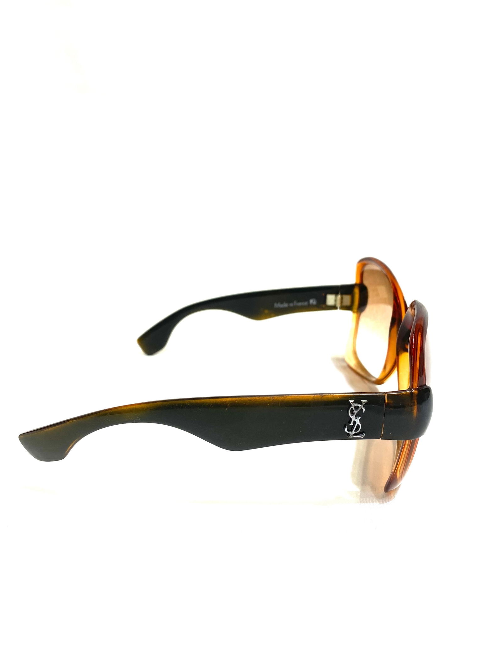 Vintage YSL Brown and Black Square Sunglasses - 11
