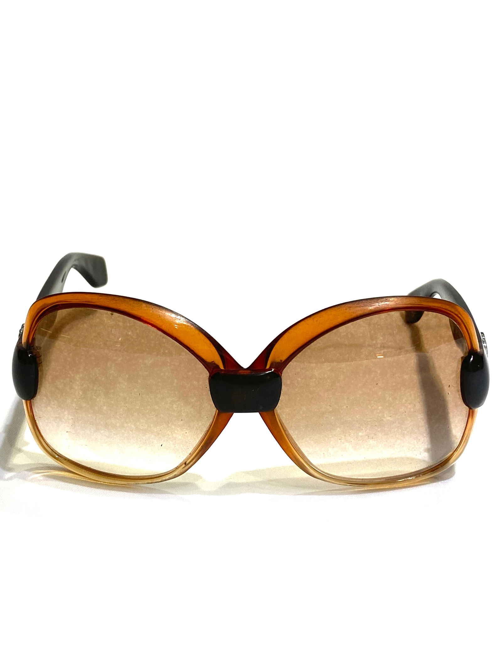 Vintage YSL Brown and Black Square Sunglasses - 18