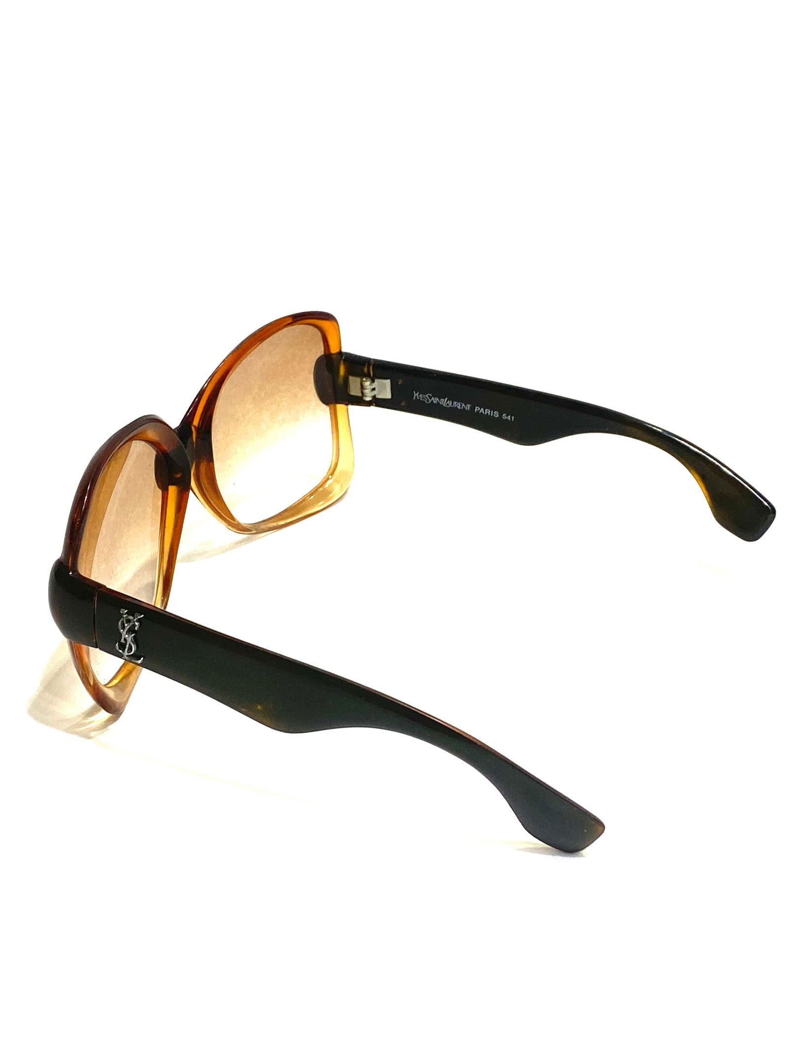 Vintage YSL Brown and Black Square Sunglasses - 3