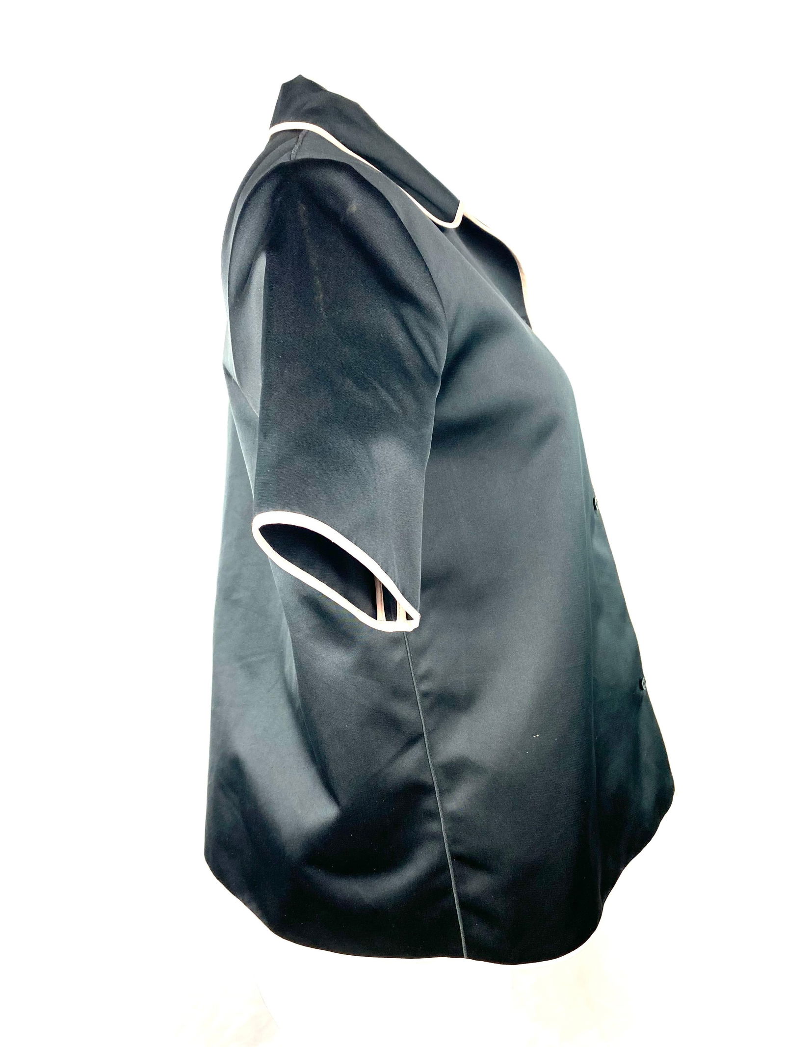 Rochas Black Short Sleeves Button Down Blouse Shirt Top, Size 42 - 10