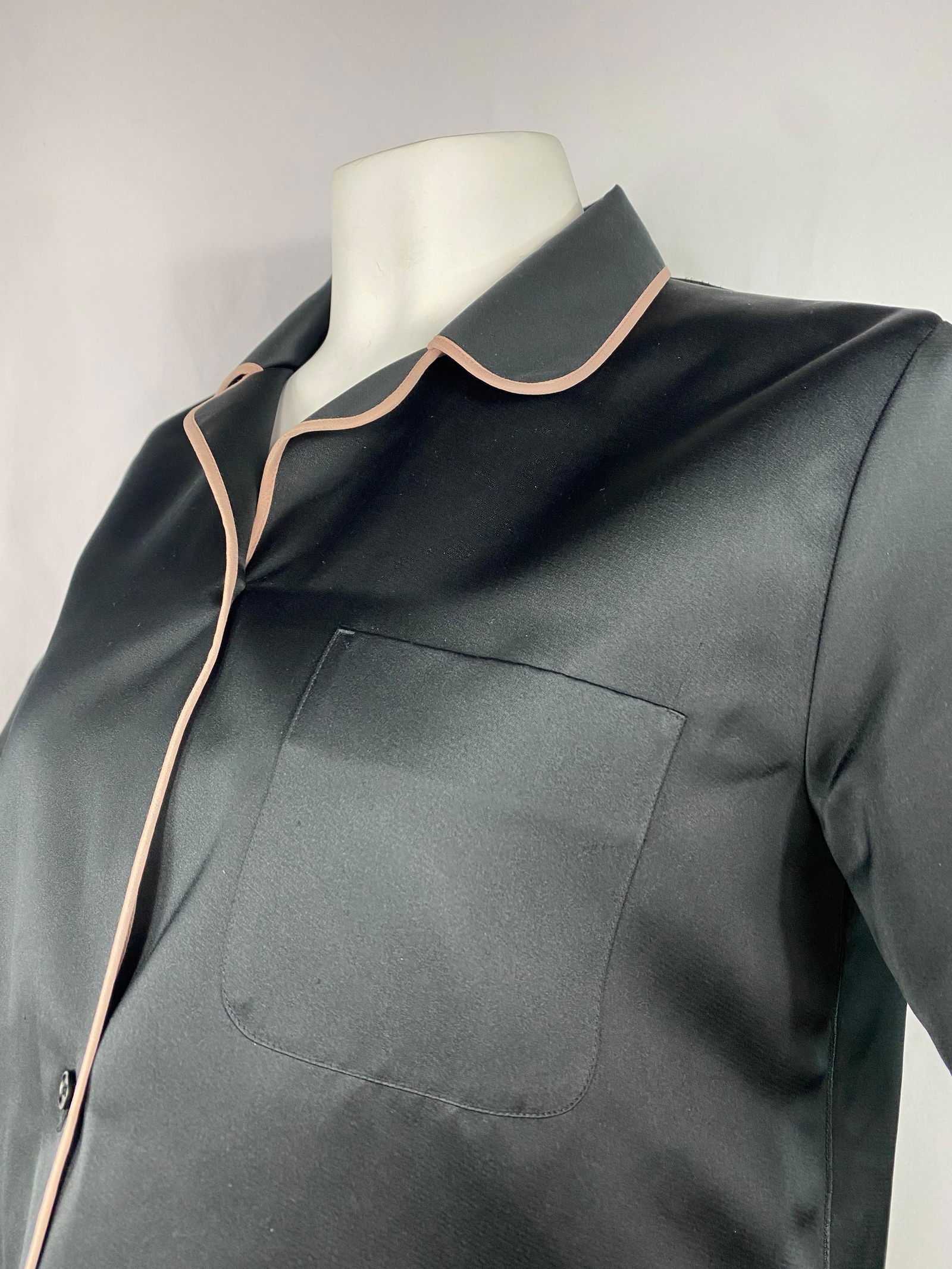 Rochas Black Short Sleeves Button Down Blouse Shirt Top, Size 42 - 4