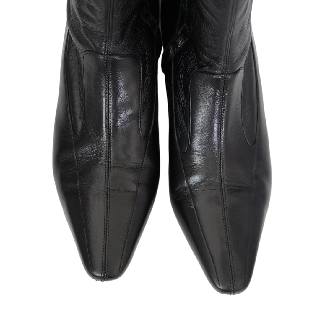 Louis Vuitton Black Long Leather Heeled Boot - 14