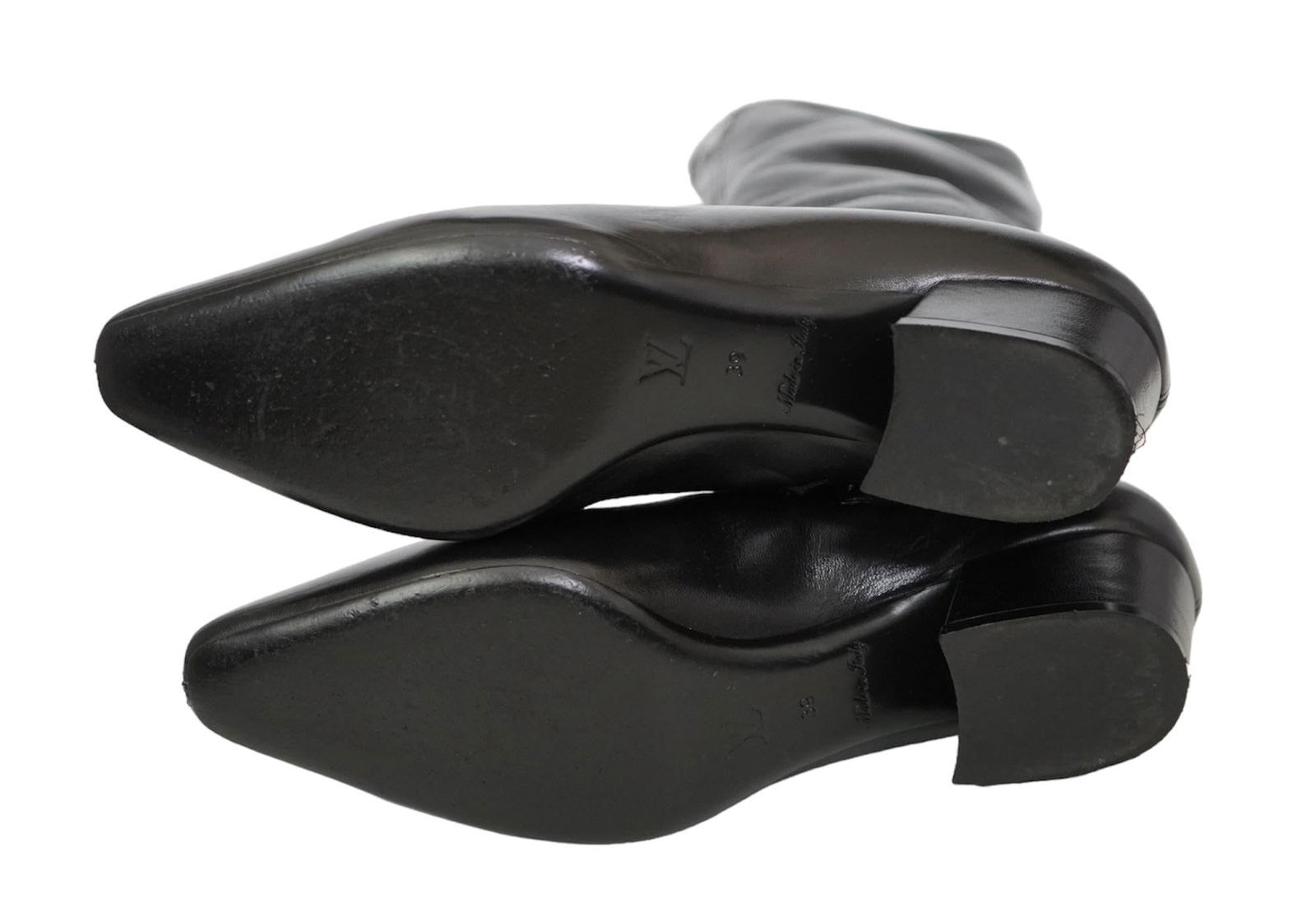 Louis Vuitton Black Long Leather Heeled Boot - 4