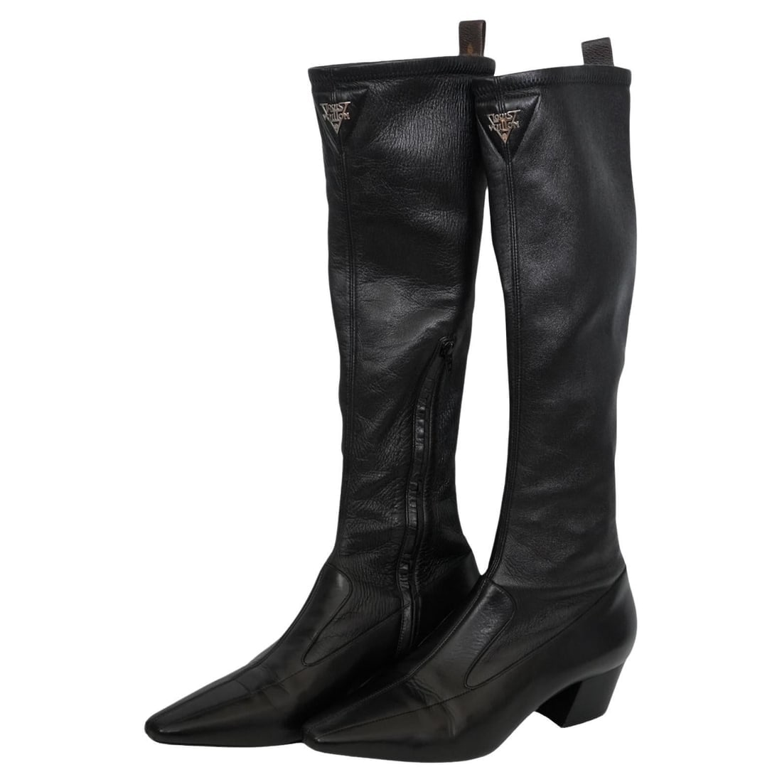 Louis Vuitton Black Long Leather Heeled Boot - 7