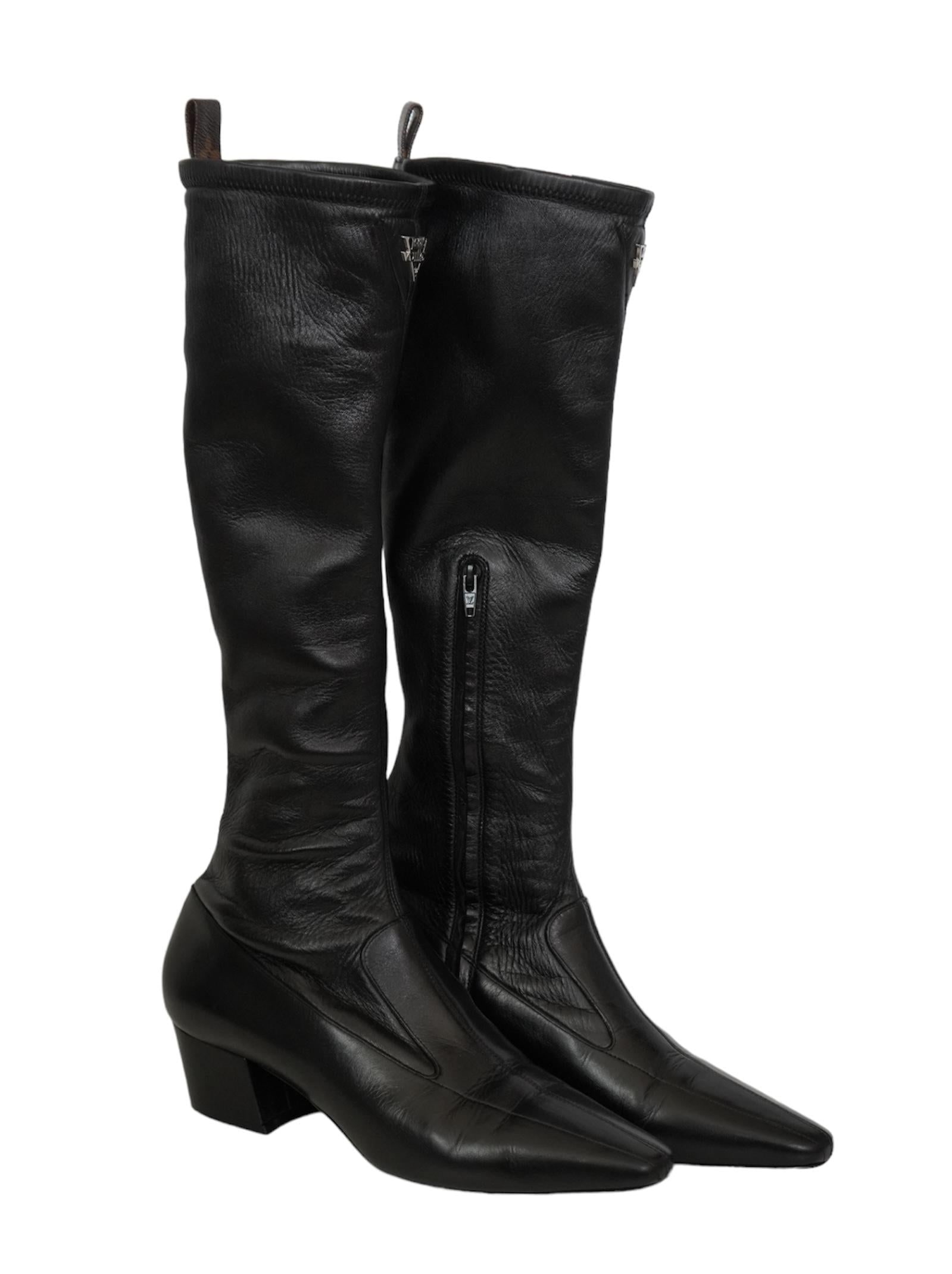 Louis Vuitton Black Long Leather Heeled Boot - 8