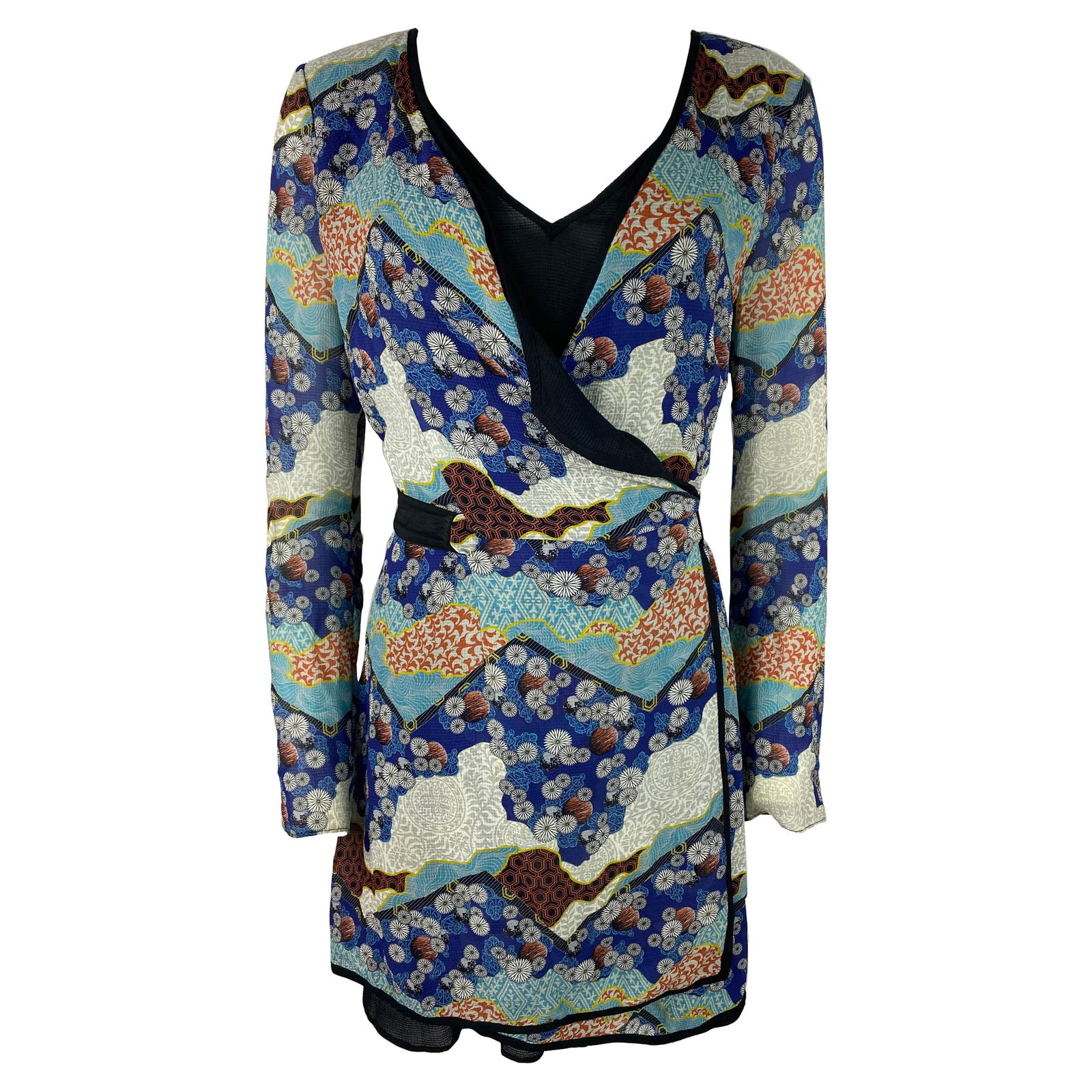 Proenza Schouler Black and Multicolored Wrap Round Mini Dress, Size 6 (1 of 20)