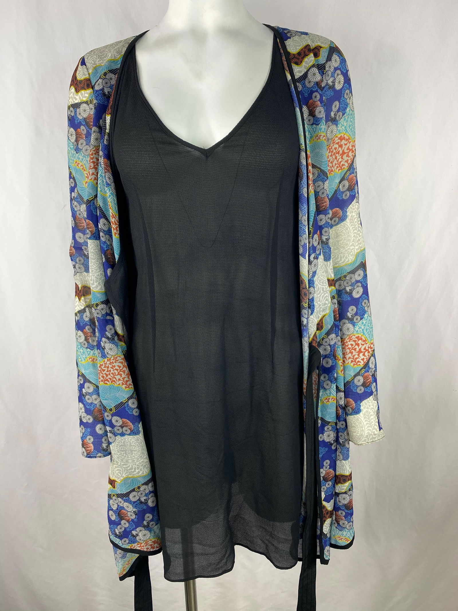 Proenza Schouler Black and Multicolored Wrap Round Mini Dress, Size 6 - 3