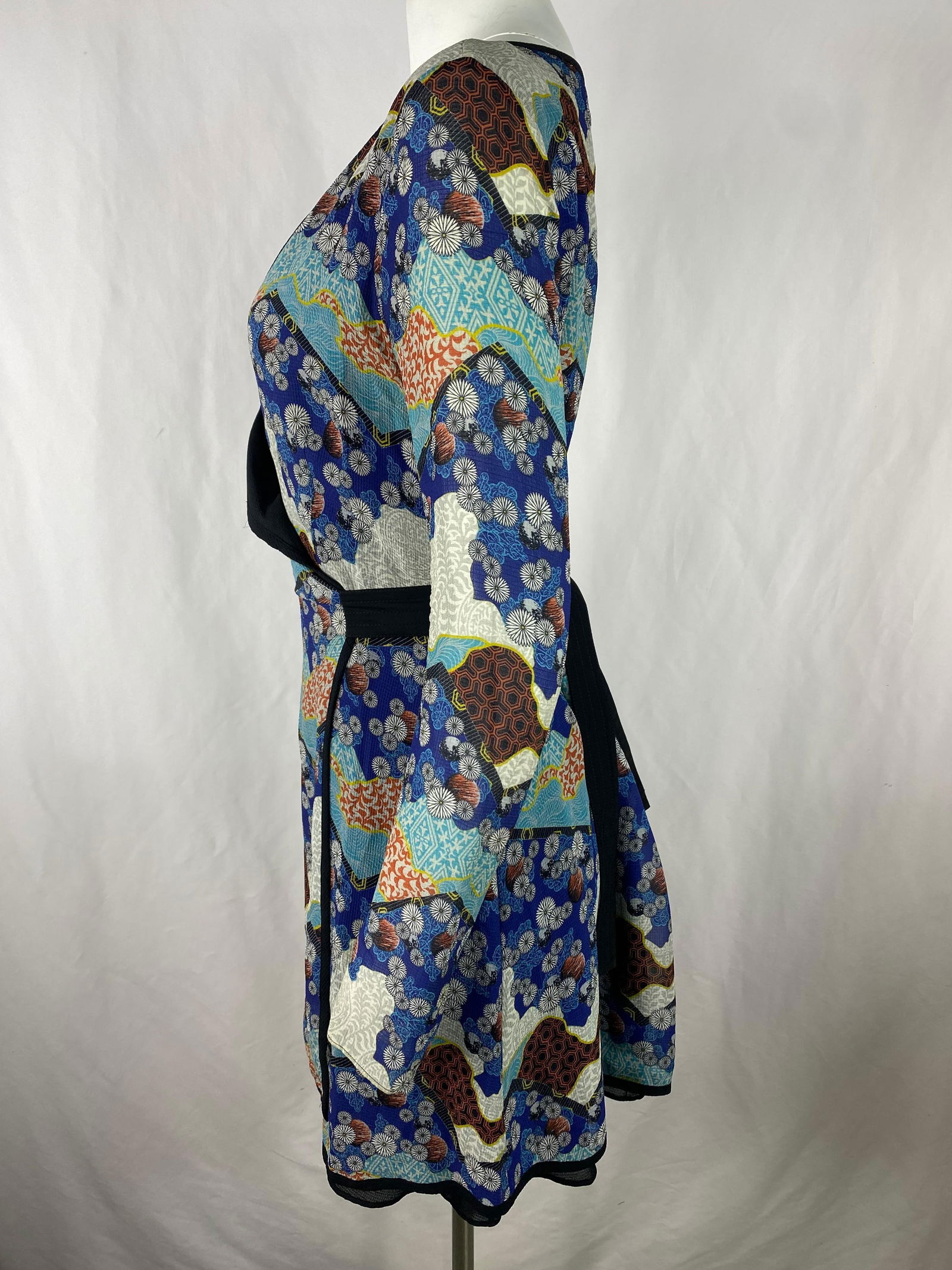 Proenza Schouler Black and Multicolored Wrap Round Mini Dress, Size 6 - 9