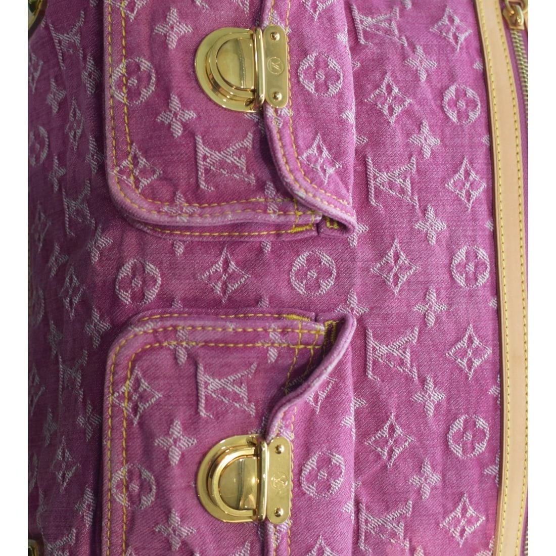 LOUIS VUITTON LV Monogram Pink Indigo Denim Baggy GM Shoulder Bag - 11