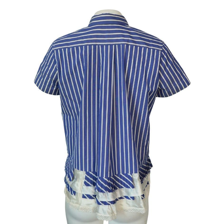 Sacai Blue and White Striped Button Up Top - 11