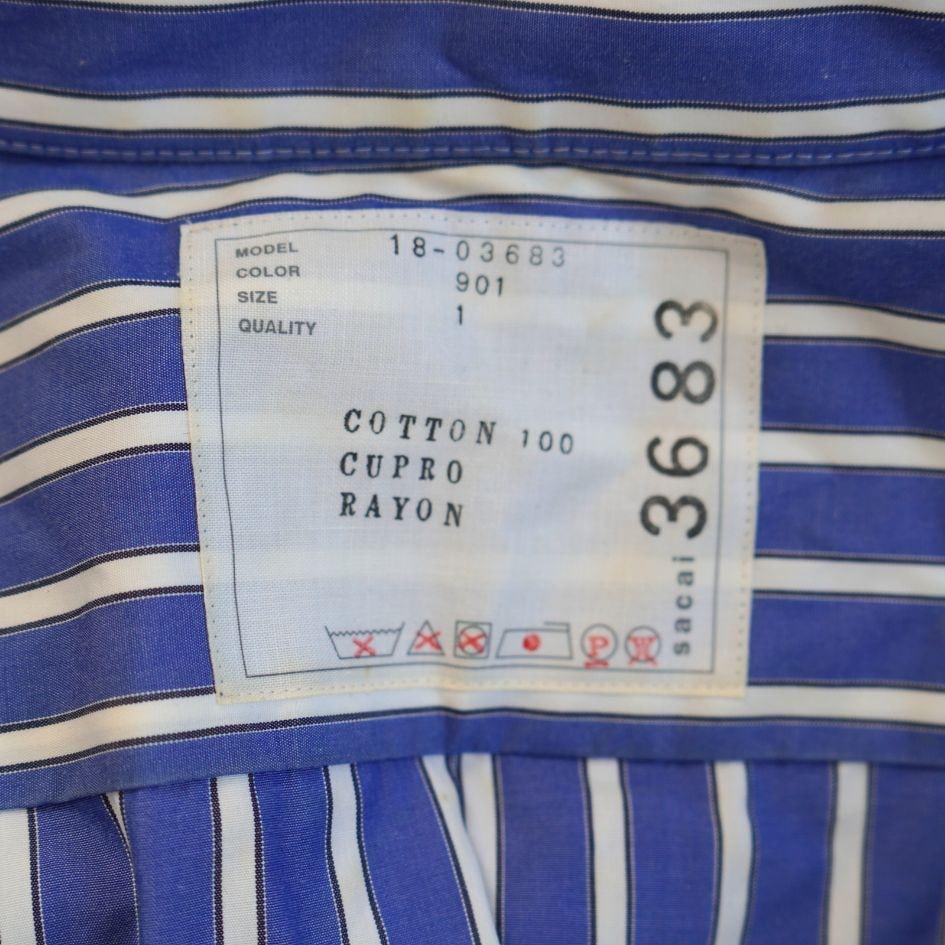 Sacai Blue and White Striped Button Up Top - 3