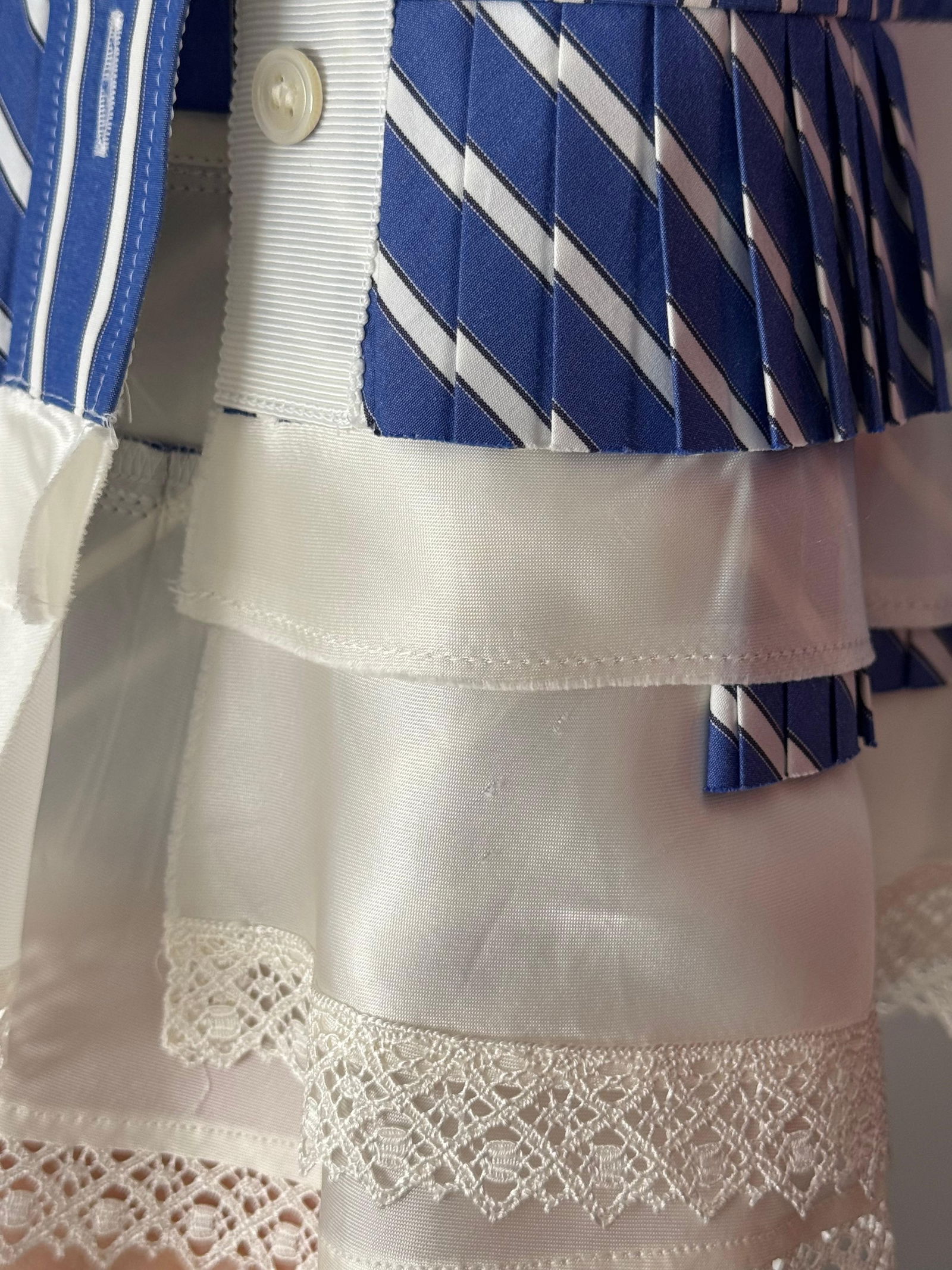 Sacai Blue and White Striped Button Up Top - 6