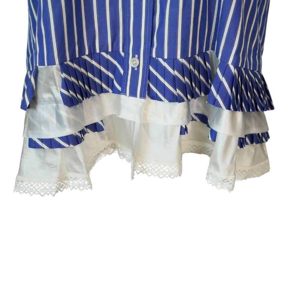 Sacai Blue and White Striped Button Up Top - 9