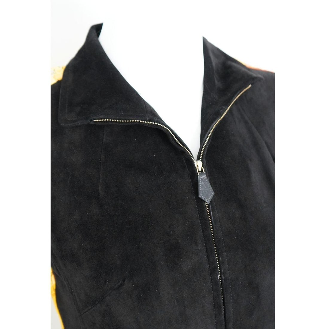 Hermès Black Suede Yellow Silk Concerto Violinist Zip Vest 40 - 20