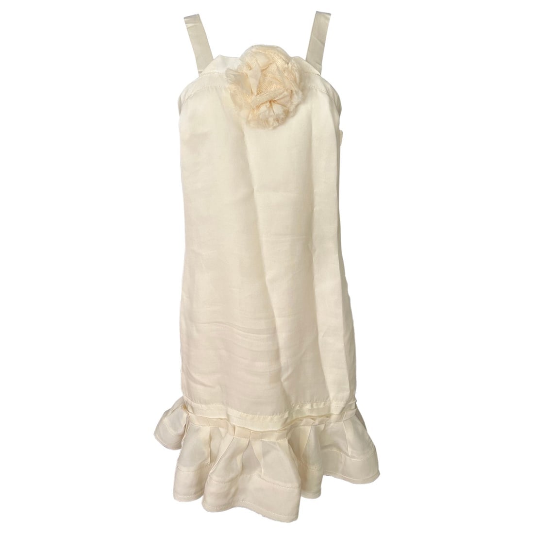 2008 Lanvin Paris White Silk Mini Dress, Size 38: Mini length Sleeveless with straps Flare design detail on the bottom Floral motif Made in France Reserve: $1,080.00 Shipping:Domestic: Flat-rate of $85.99 to anywhere within the
