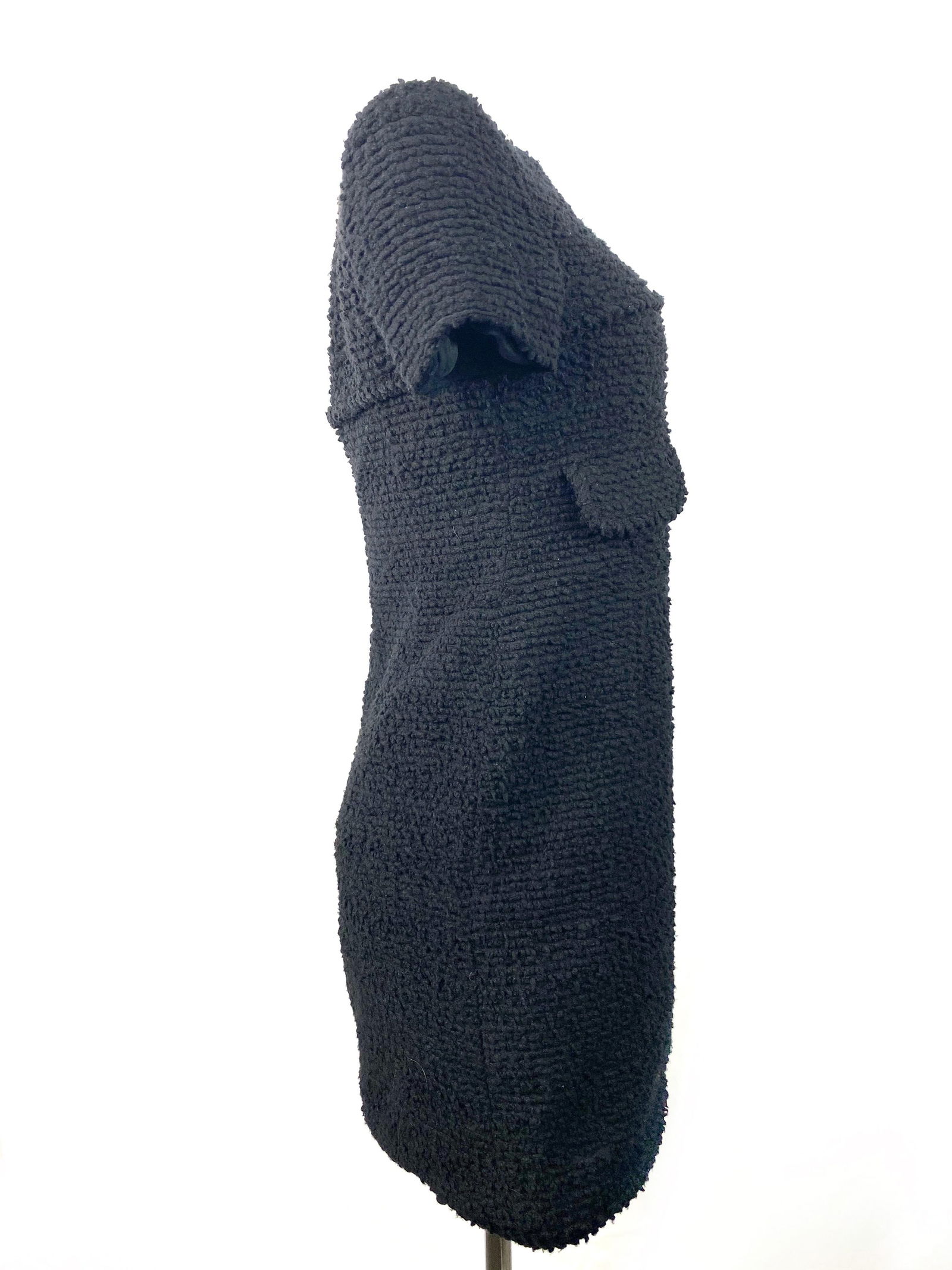 Chanel Black Wool Tweed Short Sleeves Mini Dress Size 38 - 10
