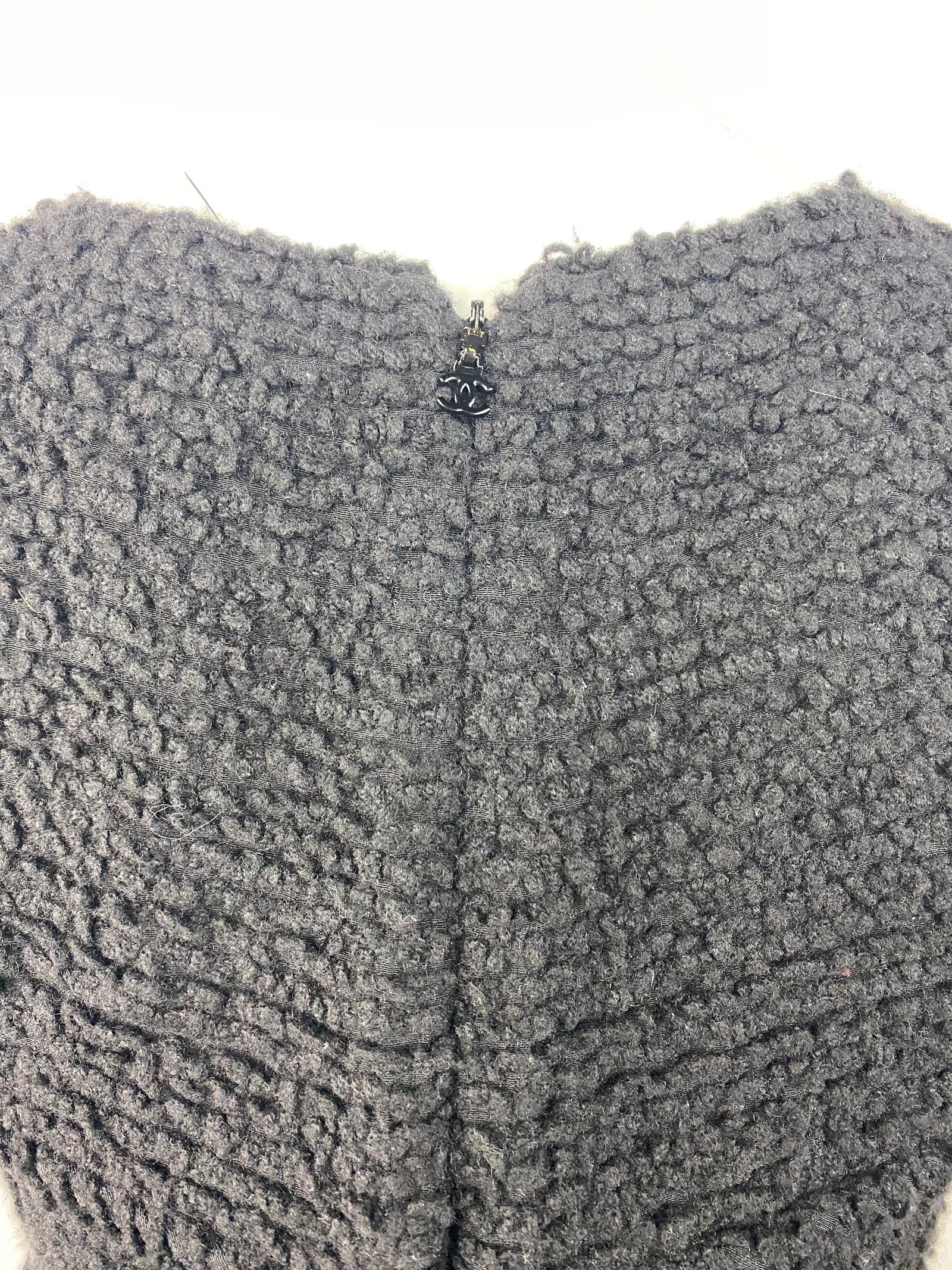 Chanel Black Wool Tweed Short Sleeves Mini Dress Size 38 - 13