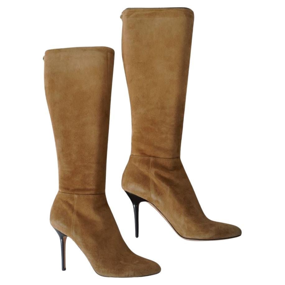Jimmy Choo Tan Suede Knee High Boots 41 - 15
