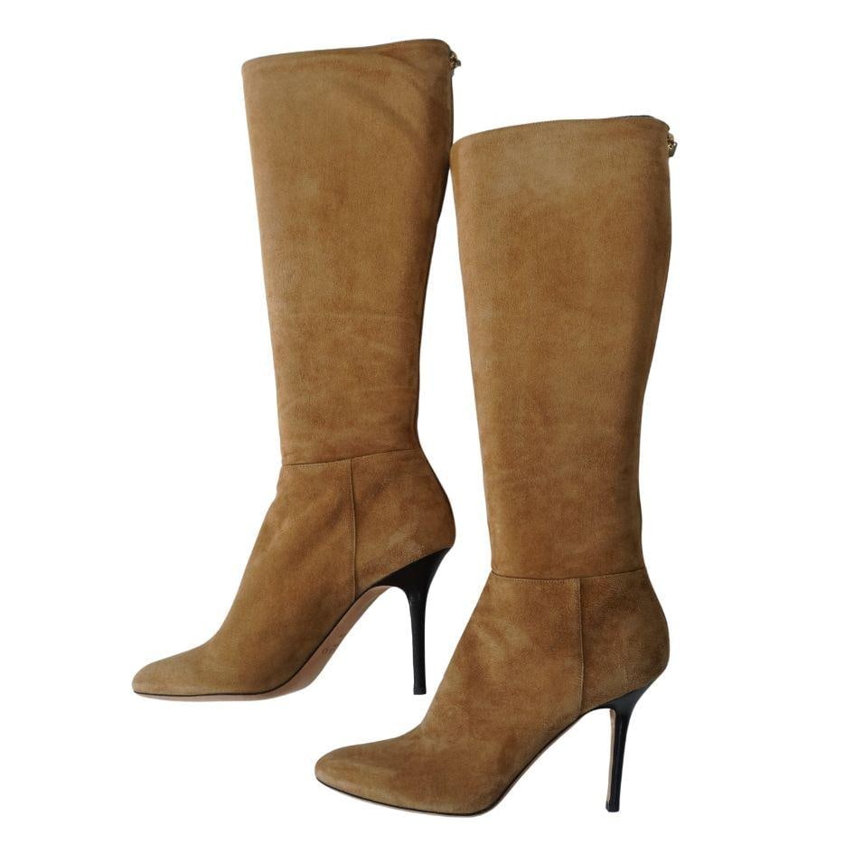 Jimmy Choo Tan Suede Knee High Boots 41 - 16