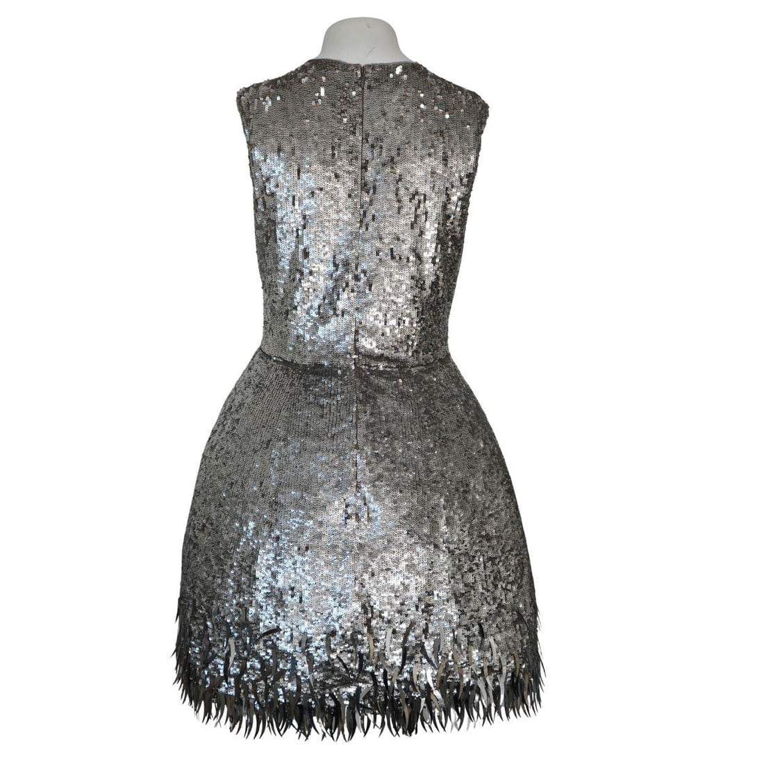 Oscar de la Renta Silver Sequined Fringe Mini Dress - 11