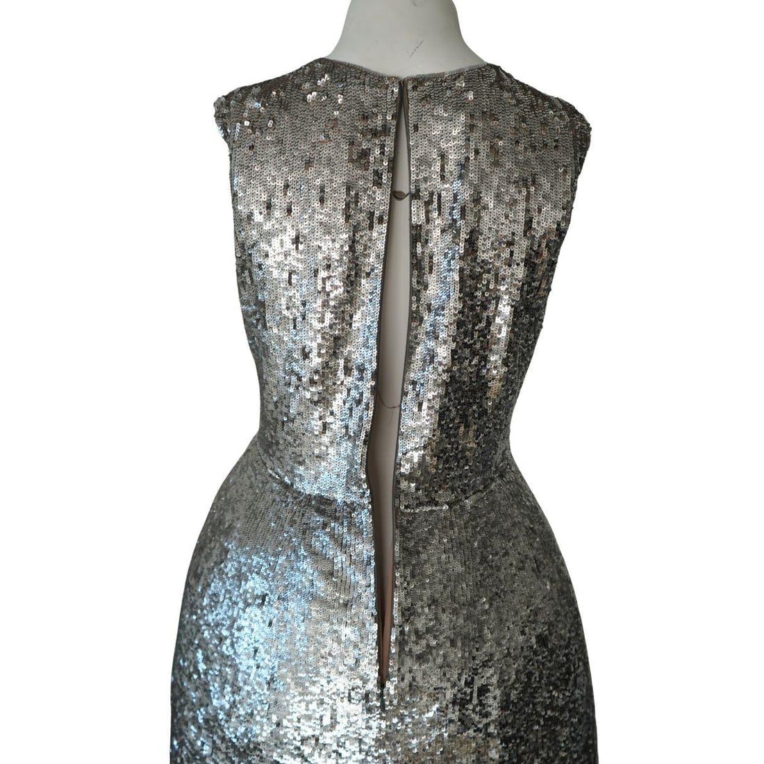 Oscar de la Renta Silver Sequined Fringe Mini Dress - 14