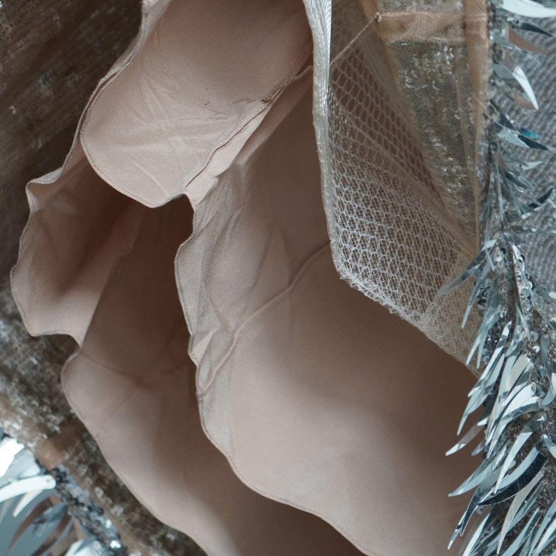 Oscar de la Renta Silver Sequined Fringe Mini Dress - 18